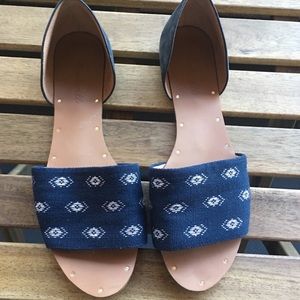 Madewell Thea Sandal Navy with Diamond stitch